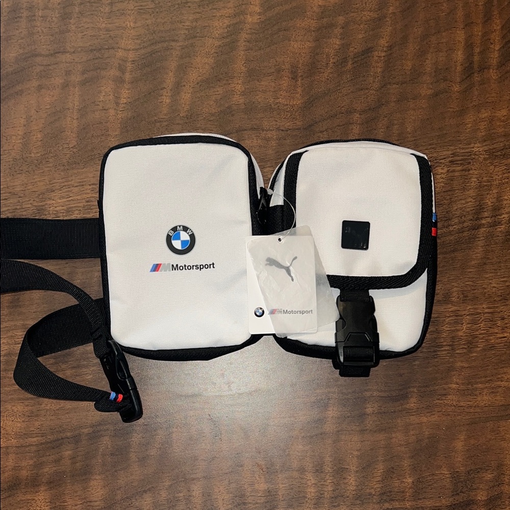 BMW Motorsport White and Black Dual Pouch Bag